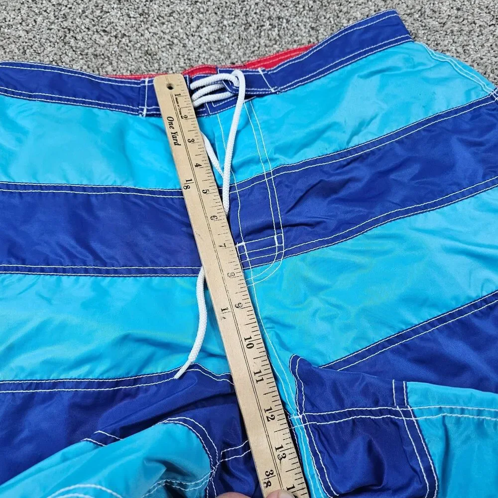 Vintage Tommy Hilfiger Shorts Mens Medium Blue Striped Swim Trunks Lined Beach